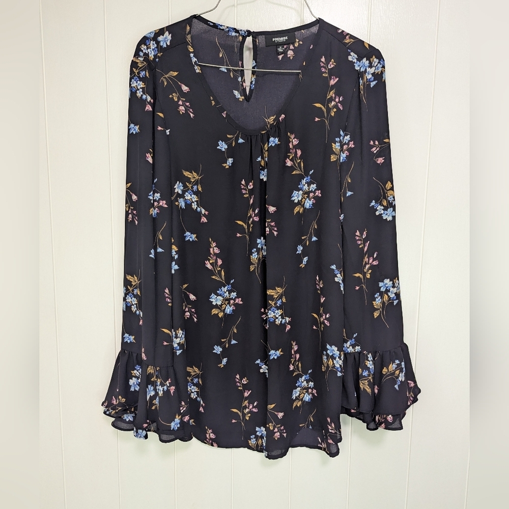 Premise Black Floral Blouse